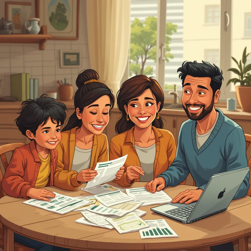 Familia argentina planificando su presupuesto