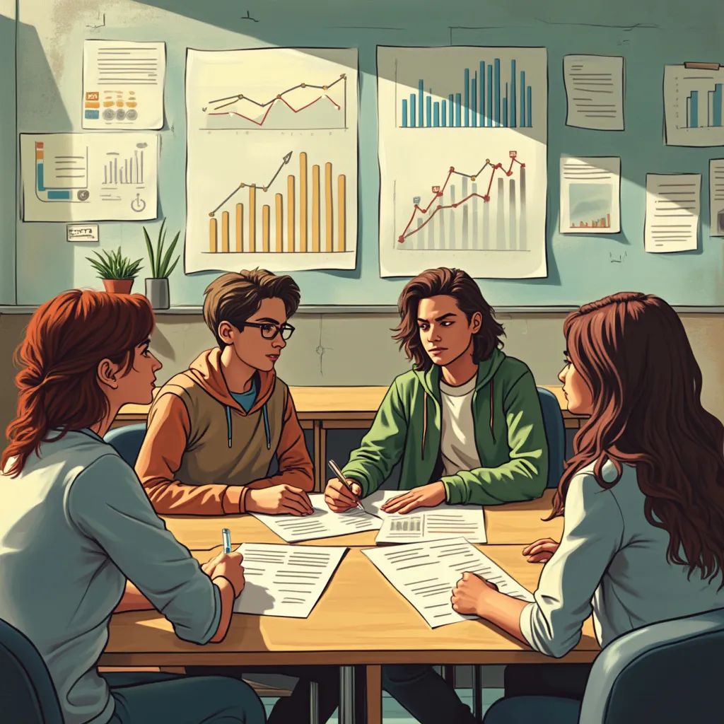 Jóvenes estudiantes argentinos aprendiendo finanzas
